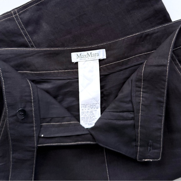 MaxMara Black Linen Midi Pencil Skirt 6 US - Picture 8 of 15